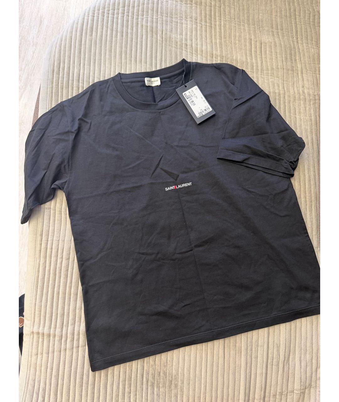 SAINT LAURENT Черная хлопковая футболка, фото 3