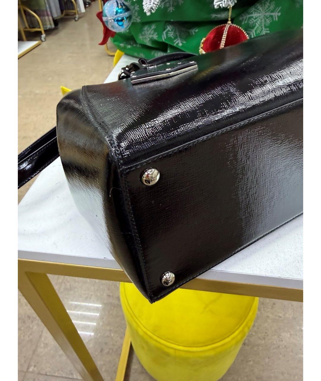 FENDI Черная сумка через плечо из лакированной кожи, фото 4