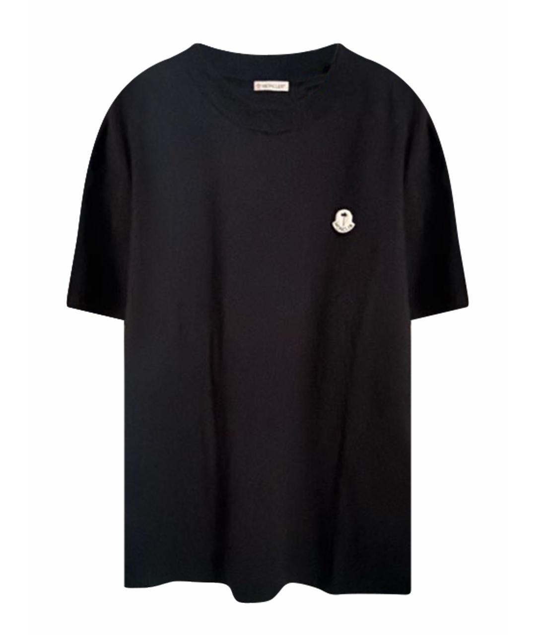 MONCLER Черная хлопко-эластановая футболка, фото 1