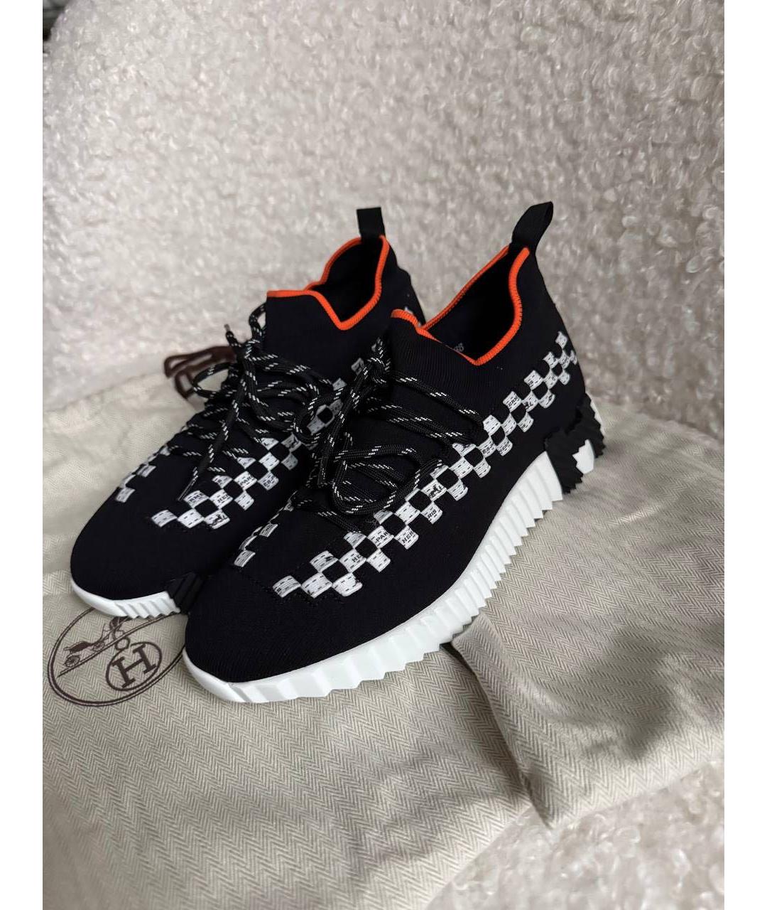 HERMES Черные текстильные кроссовки, фото 2