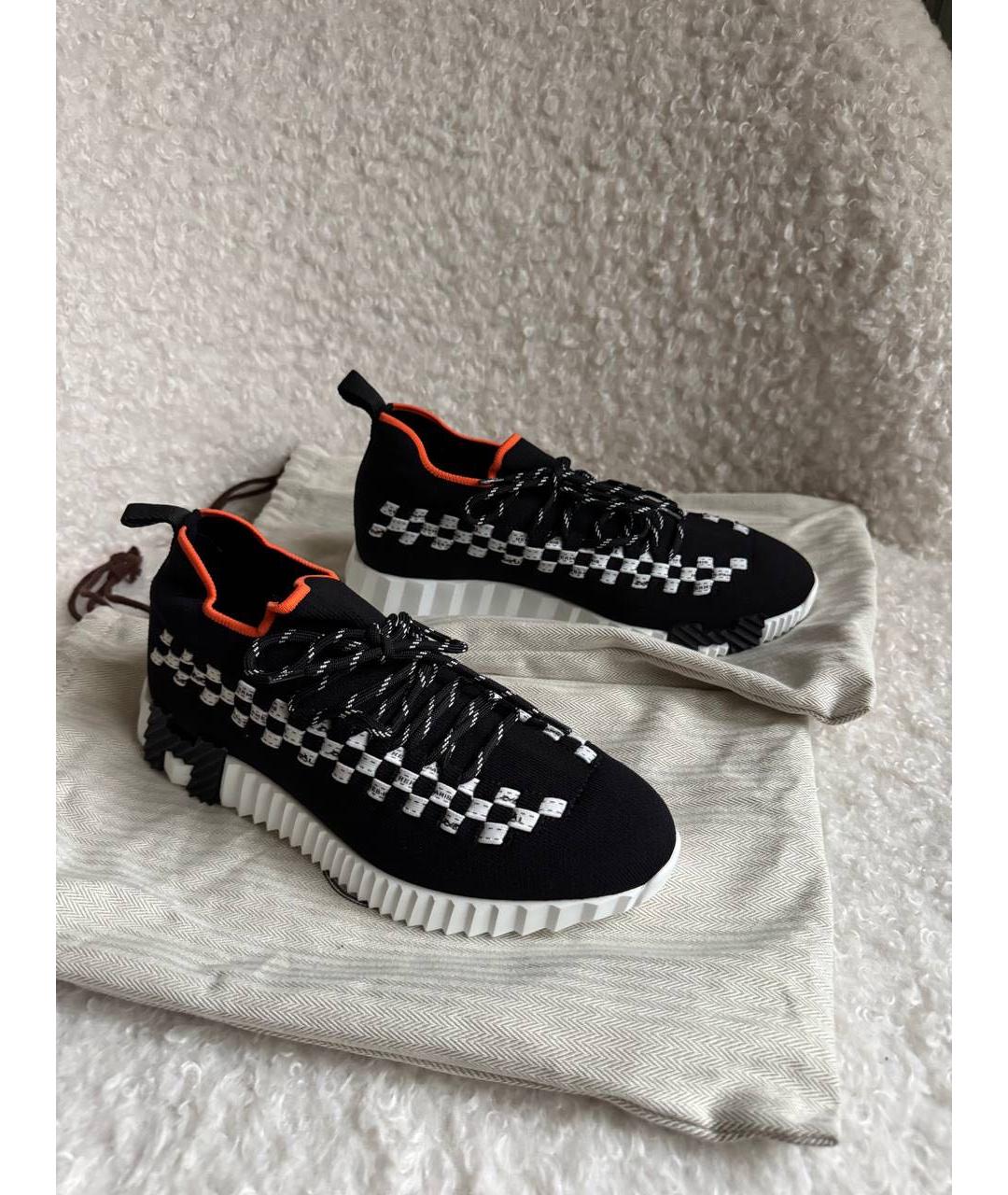 HERMES Черные текстильные кроссовки, фото 3