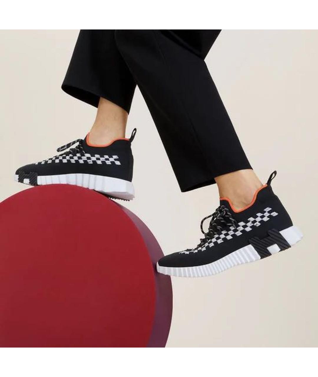 HERMES Черные текстильные кроссовки, фото 5