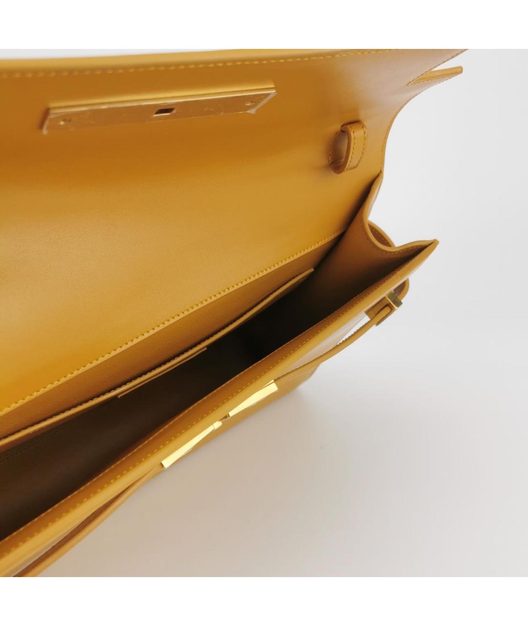 SAINT LAURENT Горчичная кожаная сумка через плечо, фото 6