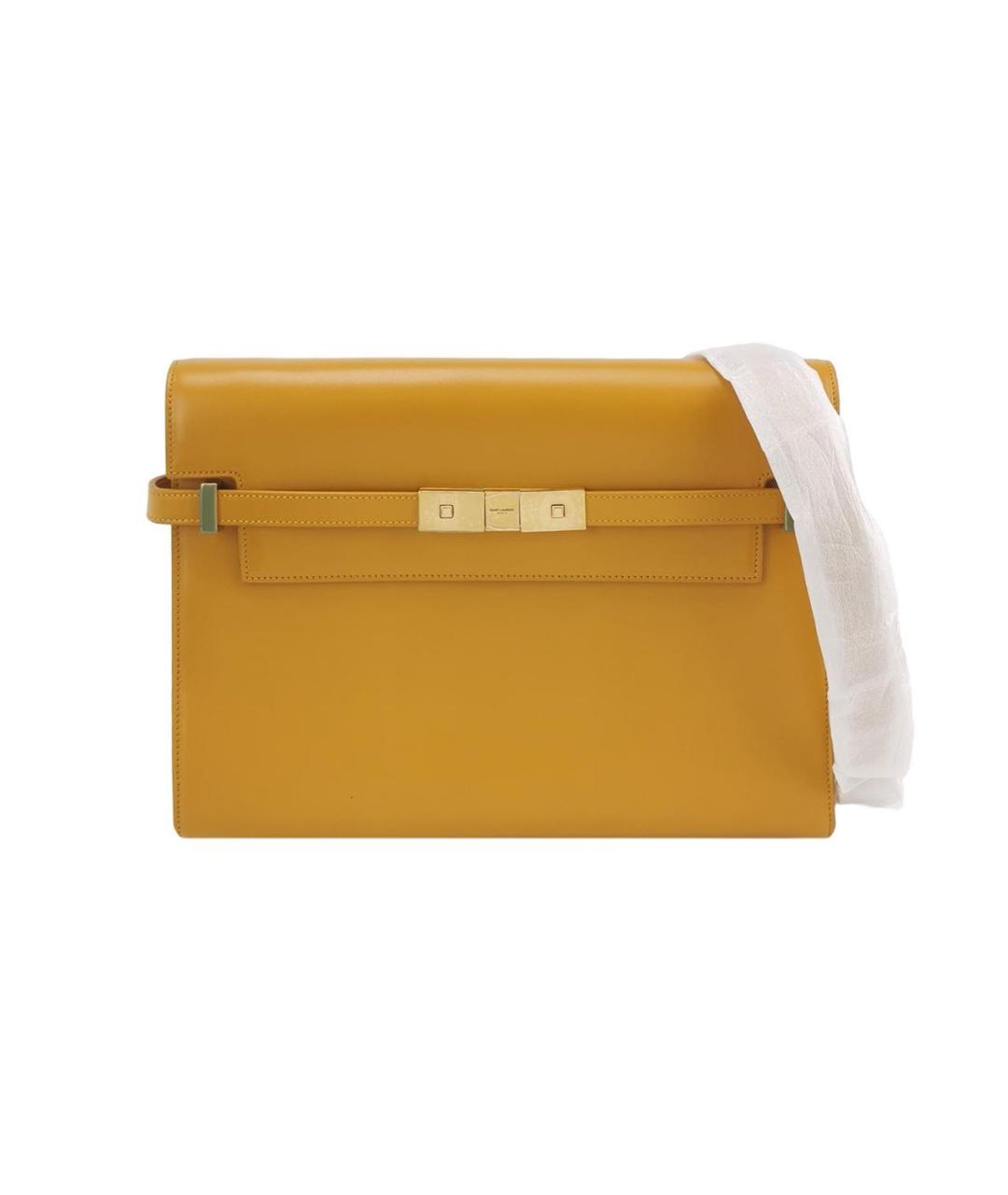 SAINT LAURENT Горчичная кожаная сумка через плечо, фото 9