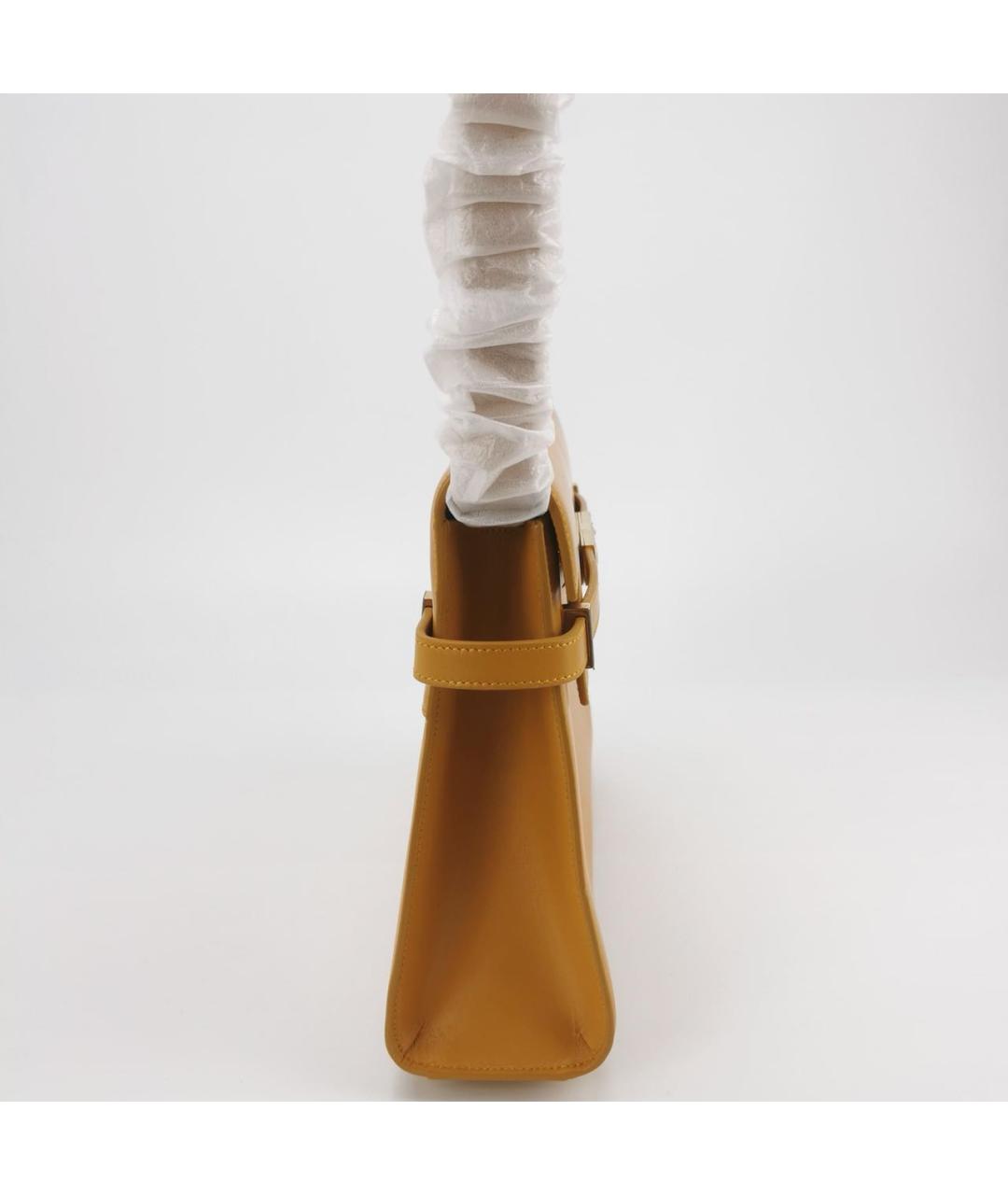 SAINT LAURENT Горчичная кожаная сумка через плечо, фото 3