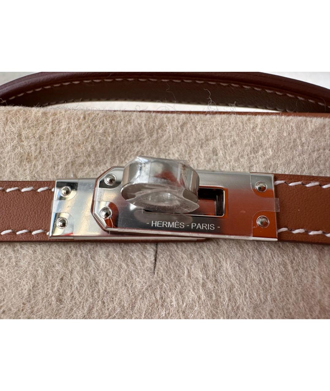 HERMES Коричневая кожаная сумка с короткими ручками, фото 8