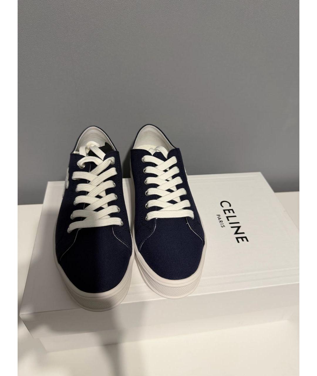 CELINE Темно-синие текстильные кеды, фото 3