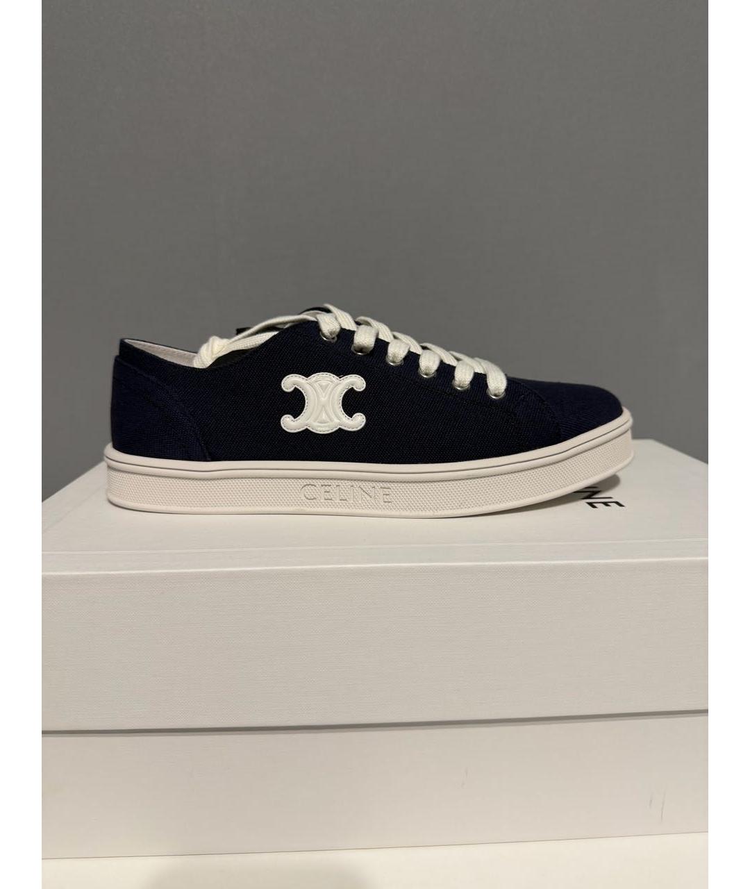 CELINE Темно-синие текстильные кеды, фото 7