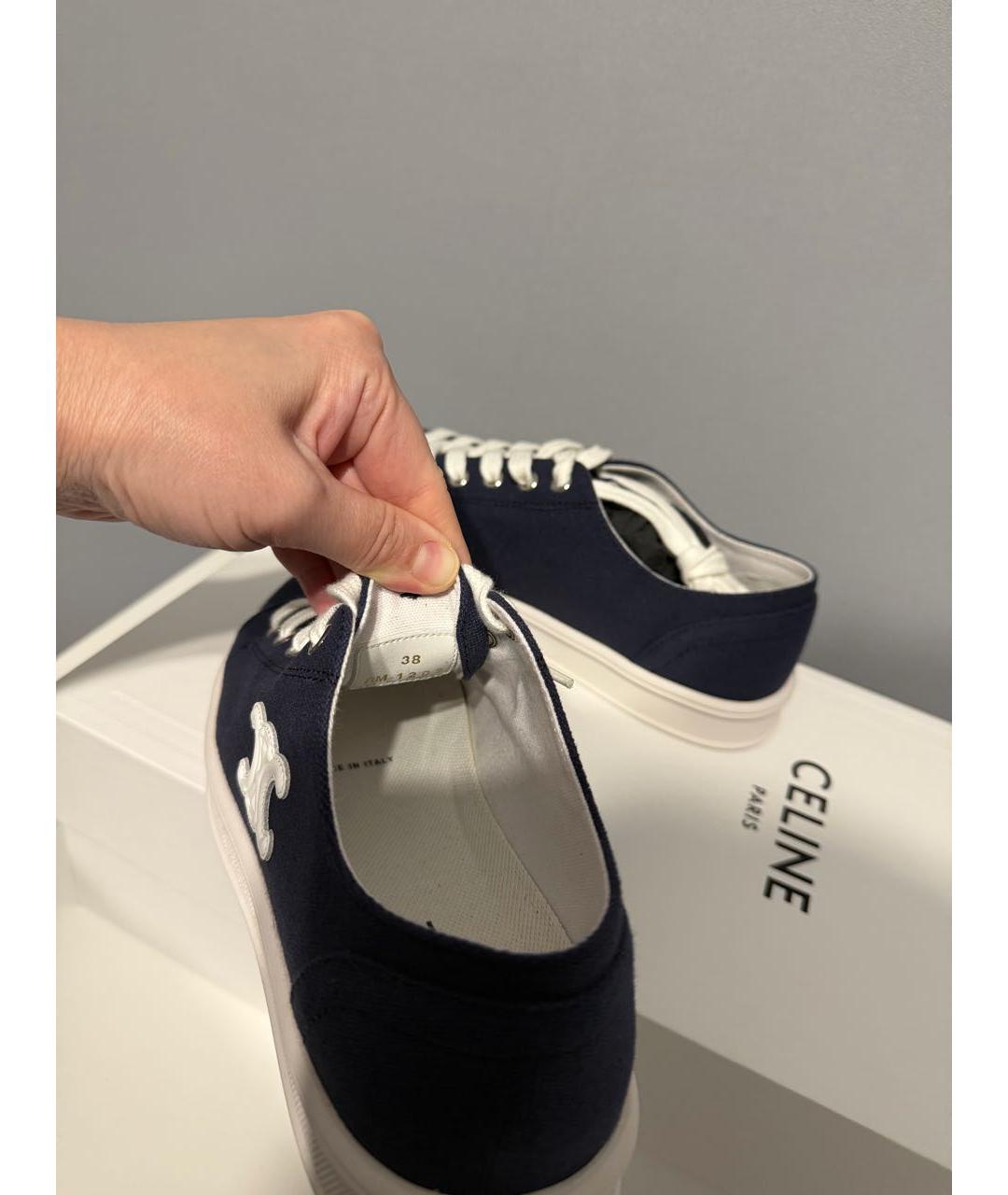 CELINE Темно-синие текстильные кеды, фото 5