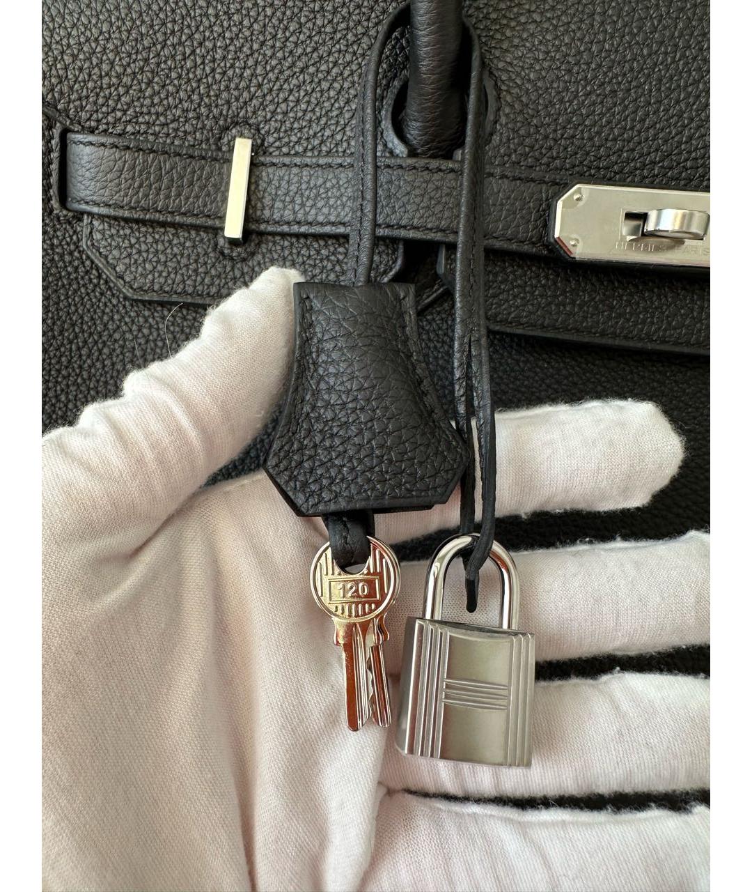 HERMES Черная кожаная сумка с короткими ручками, фото 6