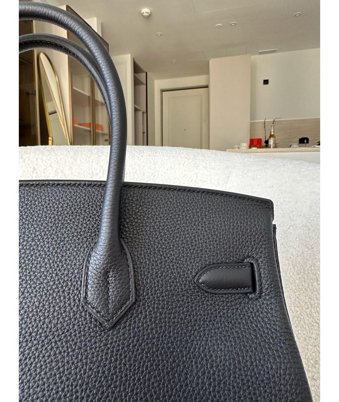 HERMES Черная кожаная сумка с короткими ручками, фото 8