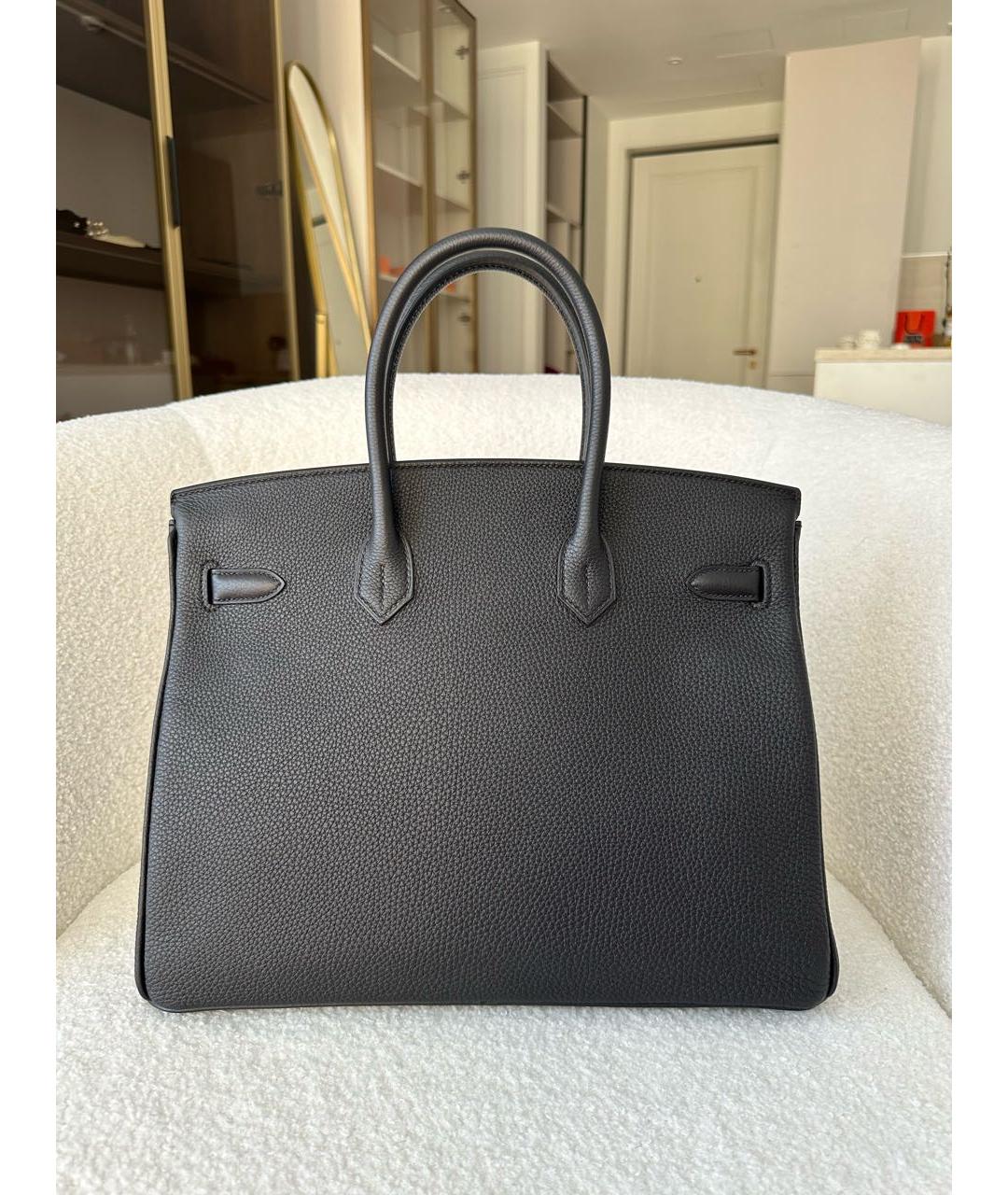 HERMES Черная кожаная сумка с короткими ручками, фото 7