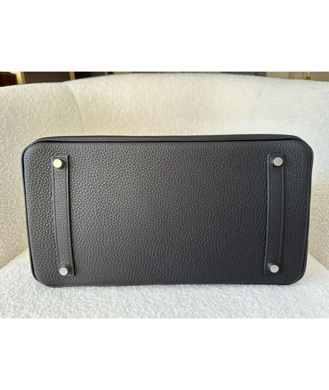 HERMES Черная кожаная сумка с короткими ручками, фото 5