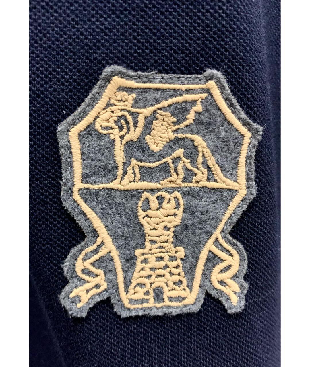 BRUNELLO CUCINELLI Темно-синее хлопковое поло с коротким рукавом, фото 3