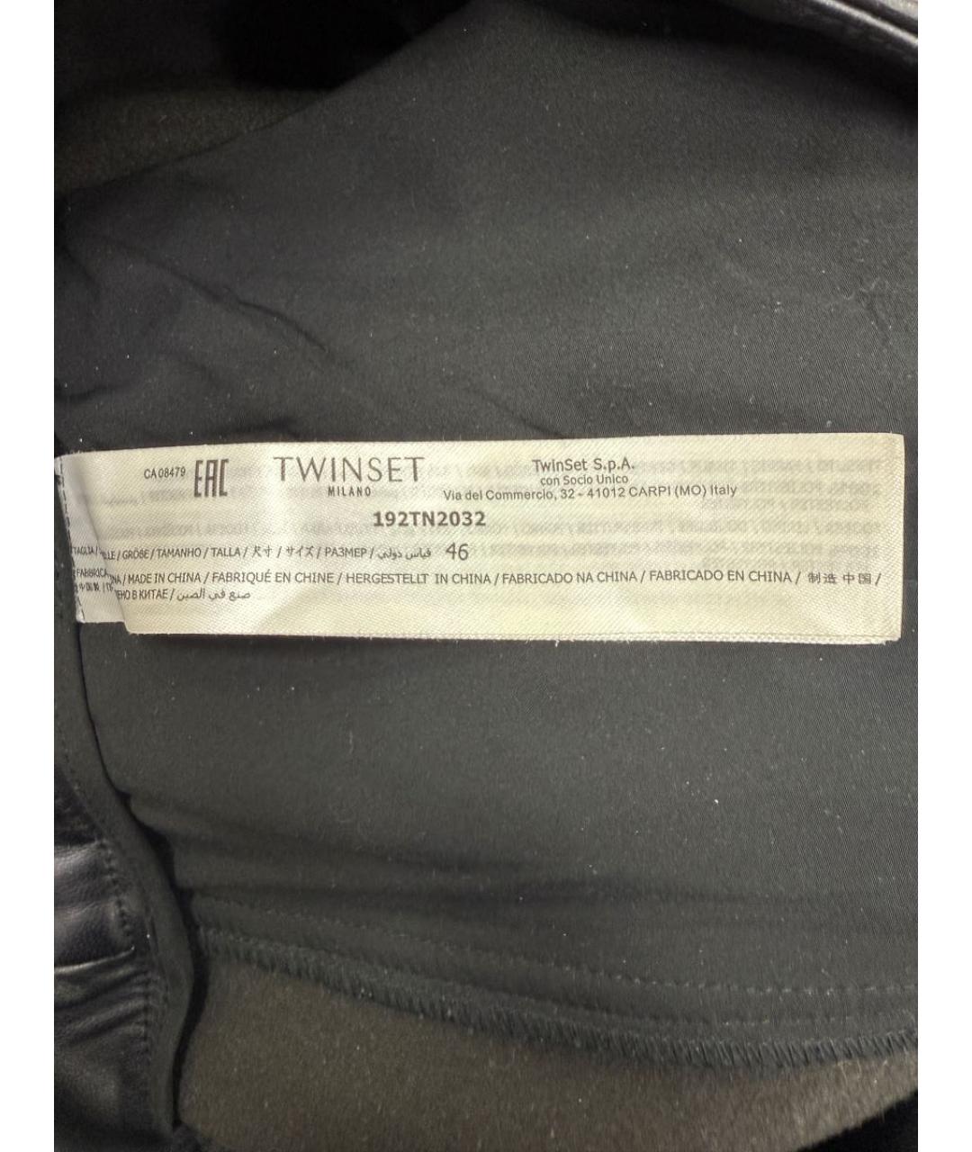 TWIN-SET Черные полиэстеровые прямые брюки, фото 4
