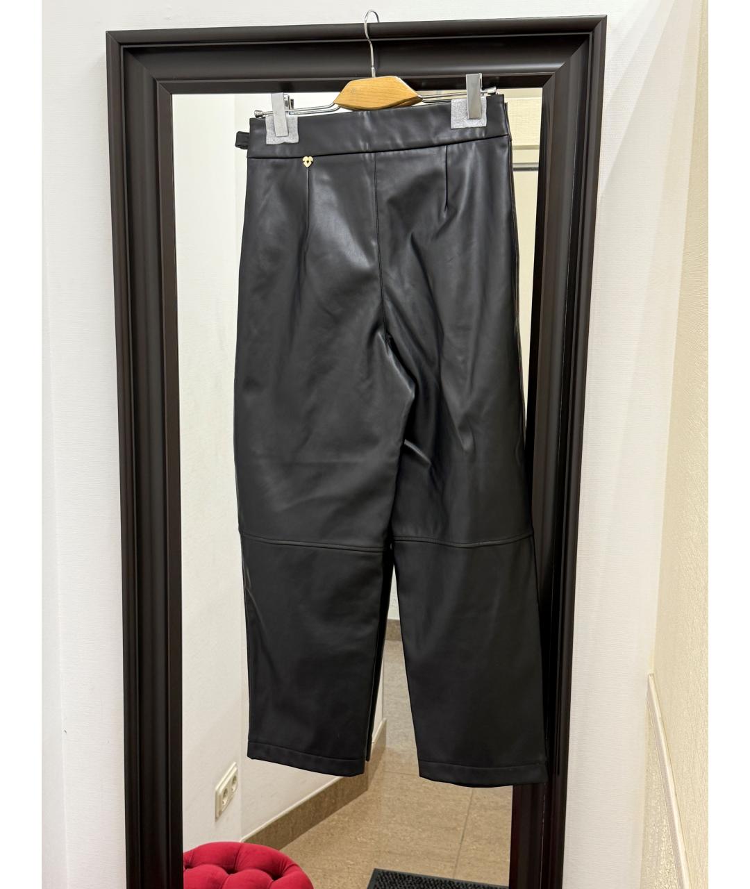 TWIN-SET Черные полиэстеровые прямые брюки, фото 2