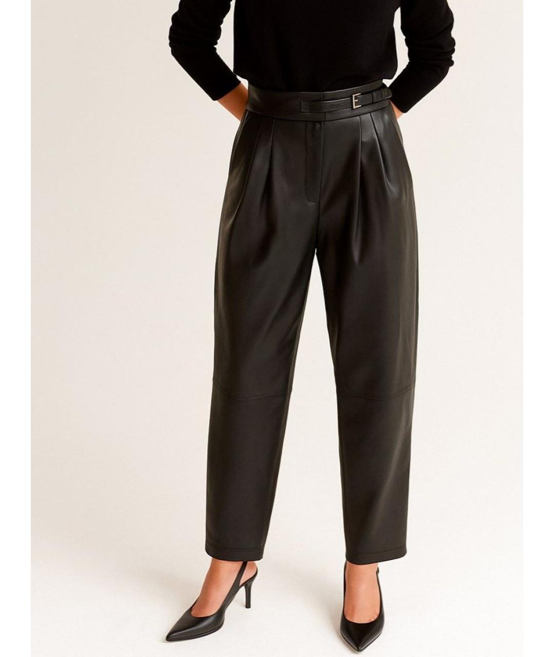 TWIN-SET Черные полиэстеровые прямые брюки, фото 6