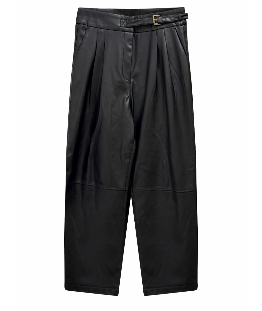 TWIN-SET Черные полиэстеровые прямые брюки, фото 1