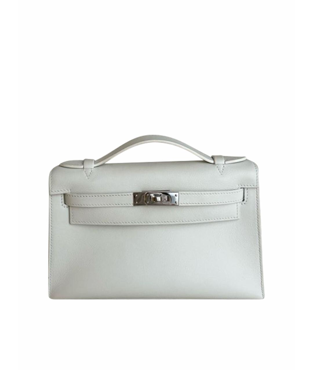 HERMES Белая кожаная сумка с короткими ручками, фото 1
