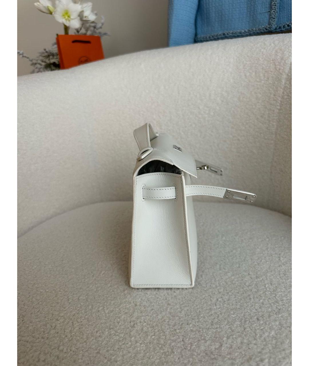 HERMES Белая кожаная сумка с короткими ручками, фото 8