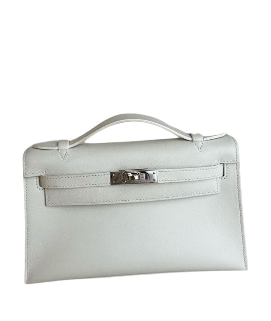 HERMES Белая кожаная сумка с короткими ручками, фото 3