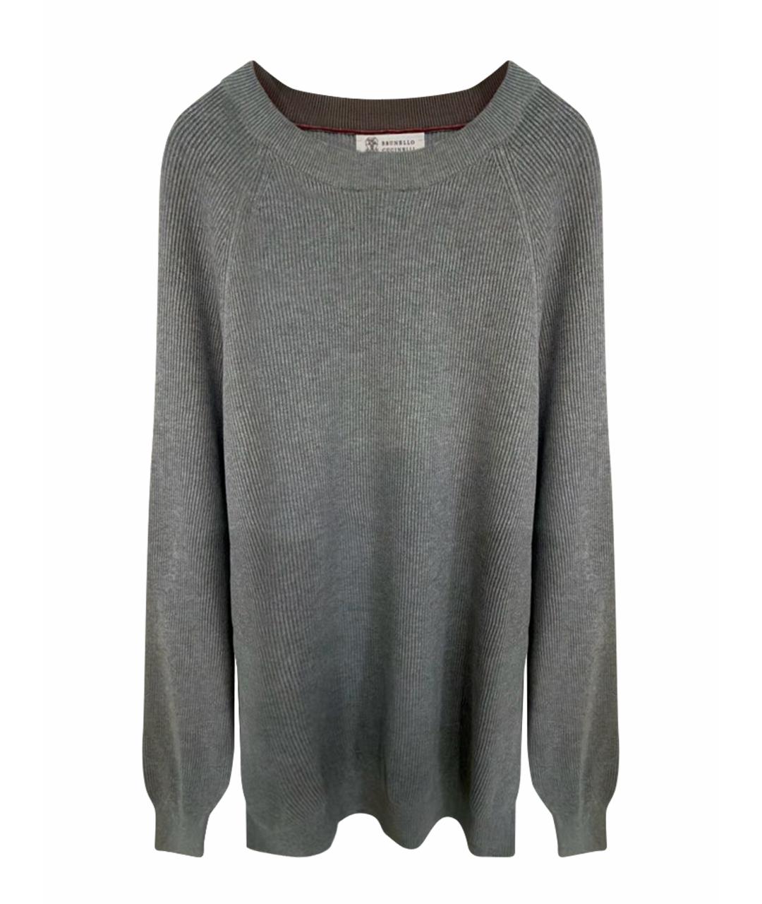 BRUNELLO CUCINELLI Серый хлопковый джемпер / свитер, фото 6