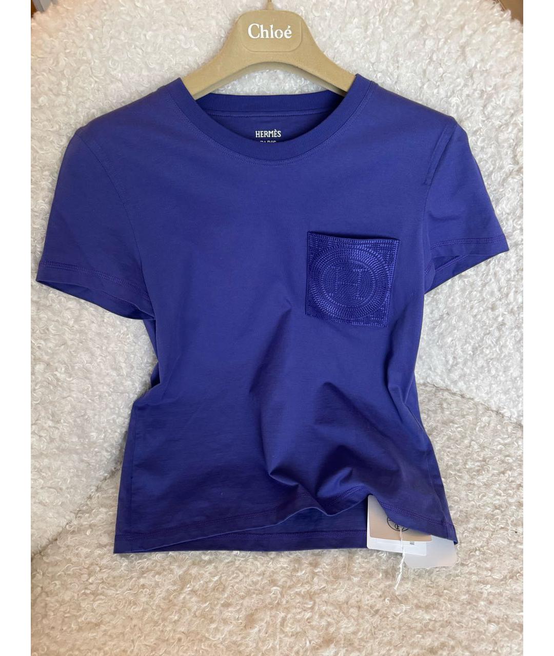 HERMES Темно-синяя хлопковая майка, фото 3