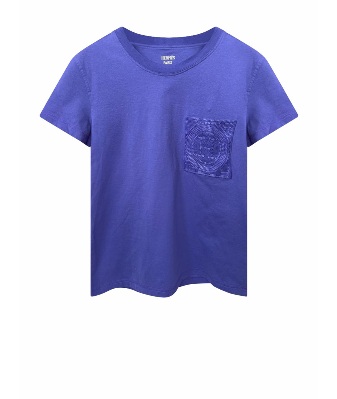 HERMES Темно-синяя хлопковая майка, фото 1