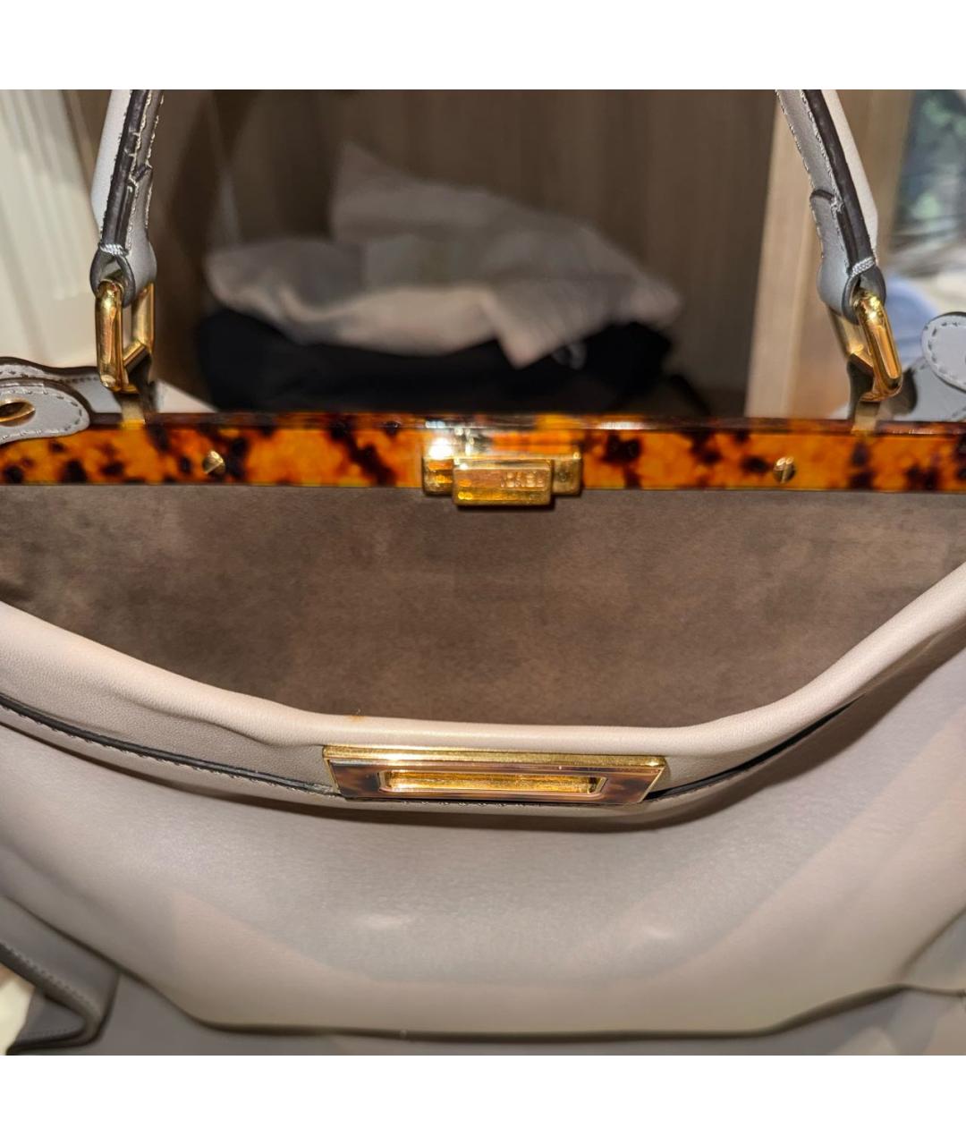 FENDI Серая кожаная сумка через плечо, фото 7