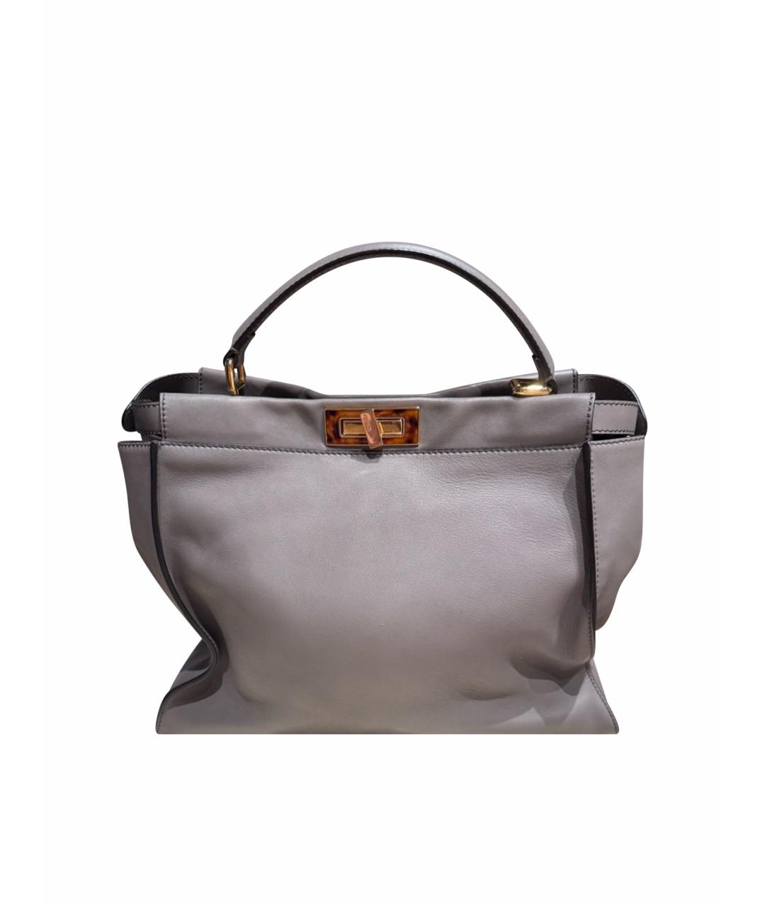 FENDI Серая кожаная сумка через плечо, фото 1