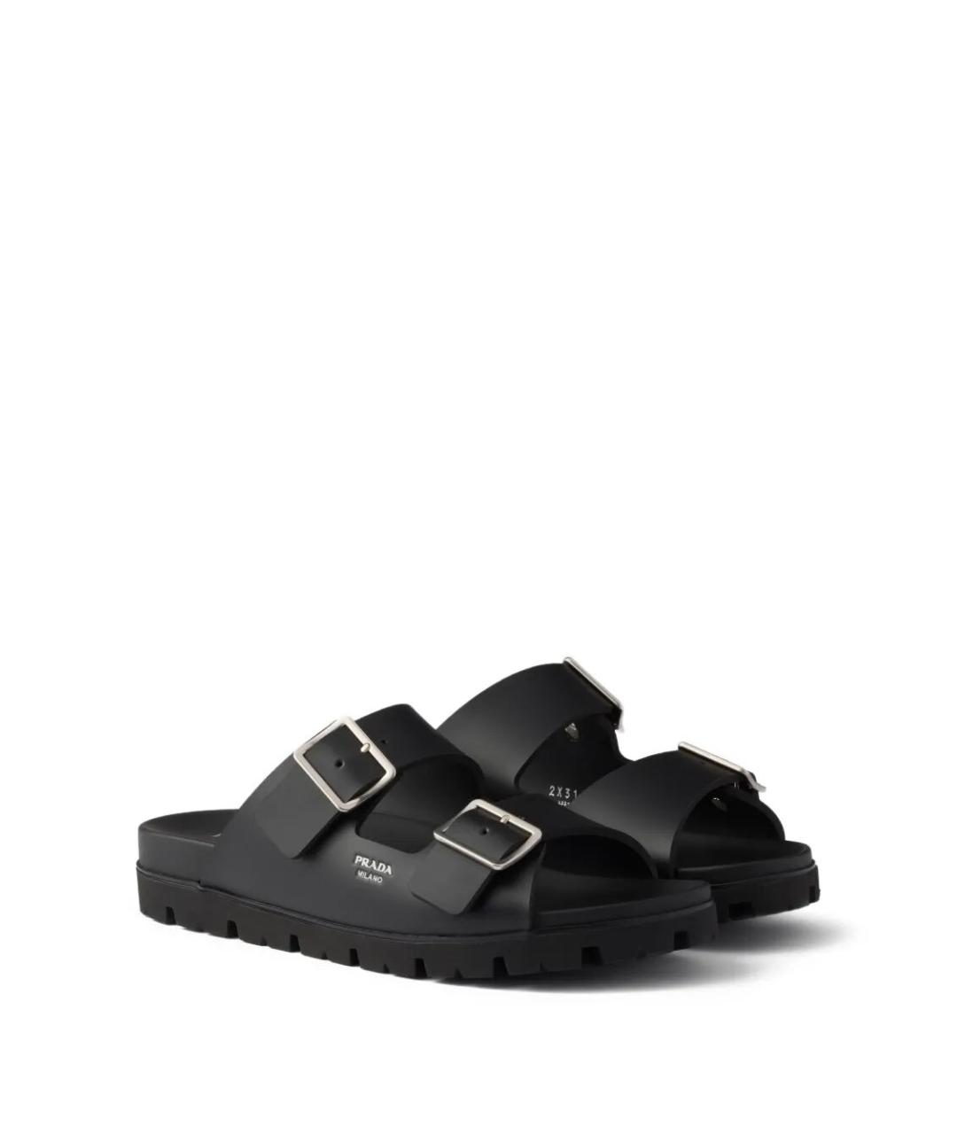 PRADA Черные резиновые сандалии, фото 3