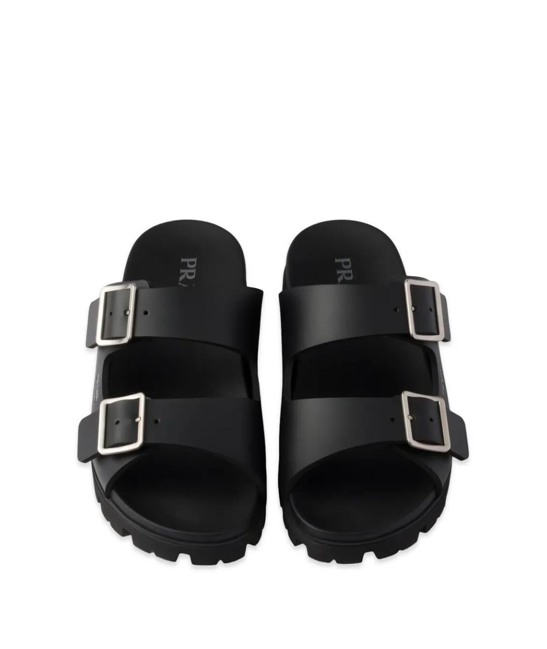 PRADA Черные резиновые сандалии, фото 2