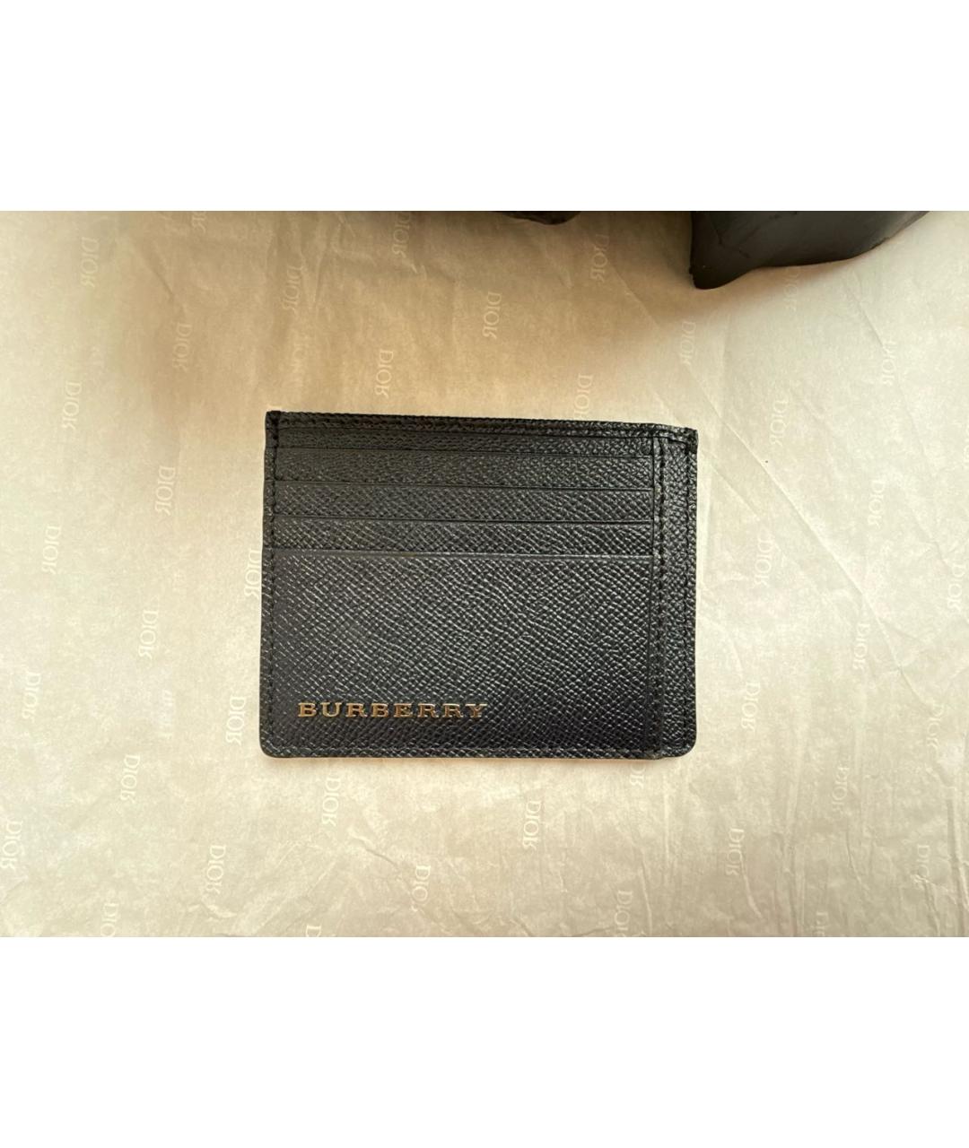 BURBERRY Черный кожаный кардхолдер, фото 9