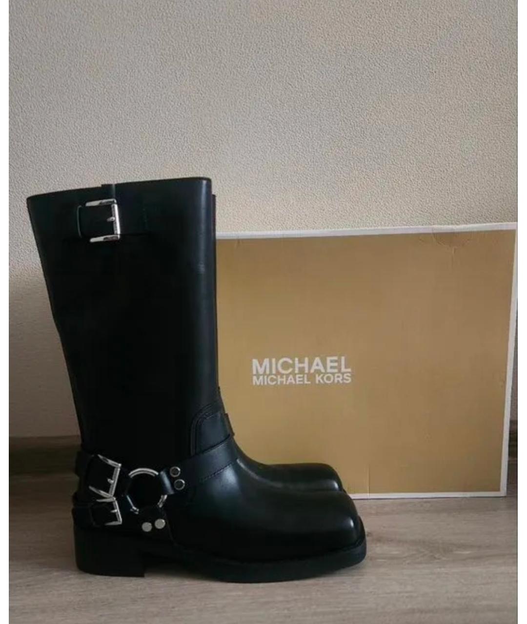 MICHAEL KORS Черные кожаные сапоги, фото 5