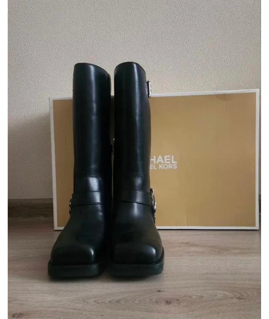 MICHAEL KORS Черные кожаные сапоги, фото 6