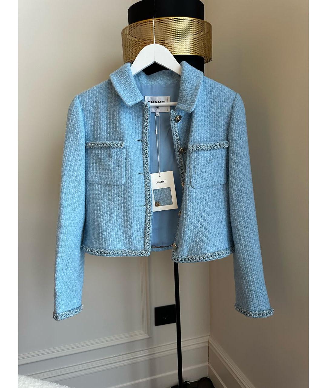 CHANEL Голубой жакет/пиджак, фото 4