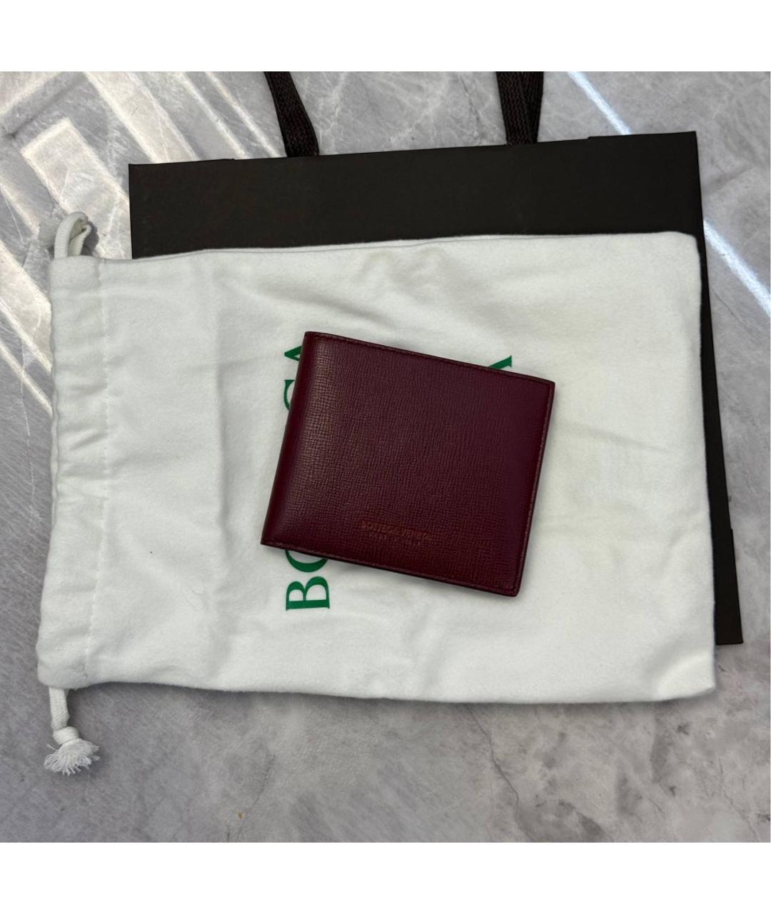BOTTEGA VENETA Бордовый кожаный кошелек, фото 3