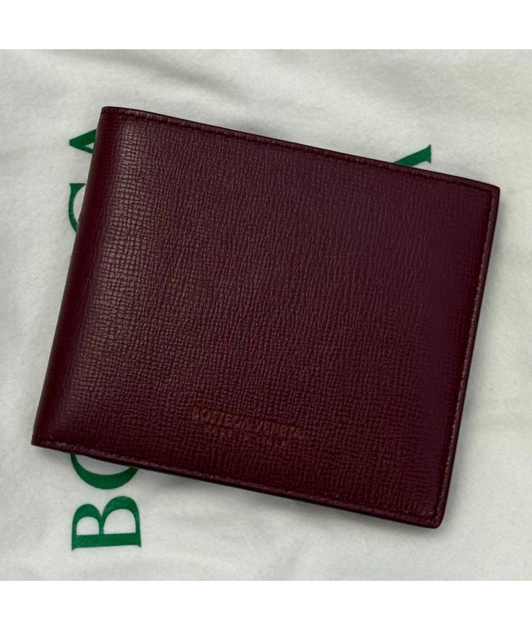 BOTTEGA VENETA Бордовый кожаный кошелек, фото 4