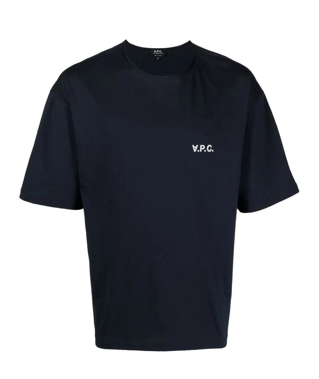 A.P.C. Темно-синяя хлопковая футболка, фото 1