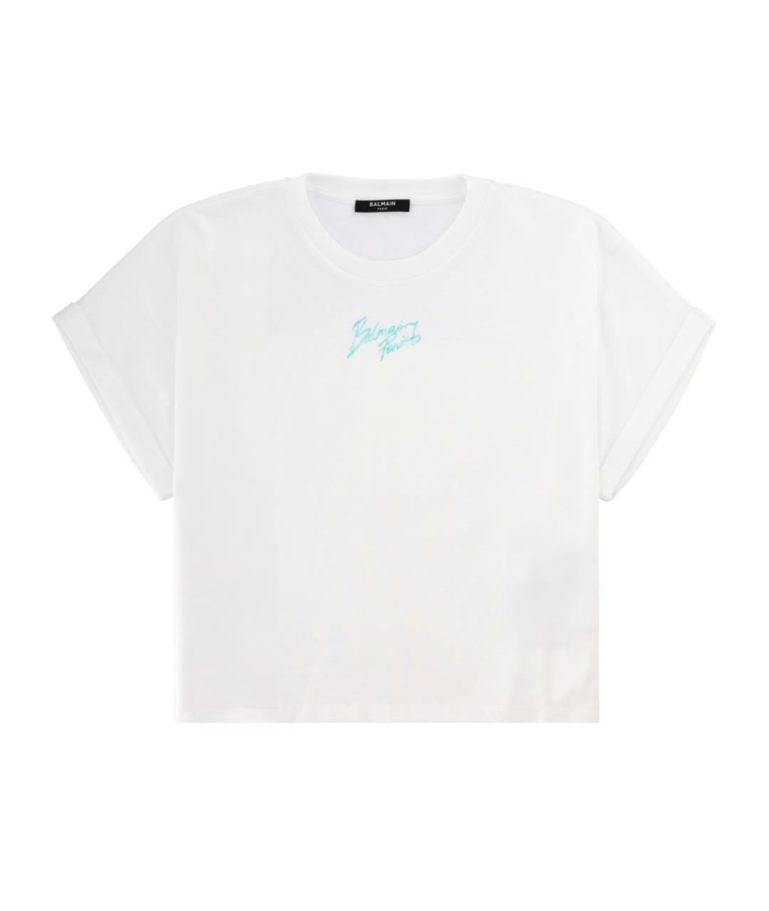 BALMAIN Белая хлопковая футболка, фото 1