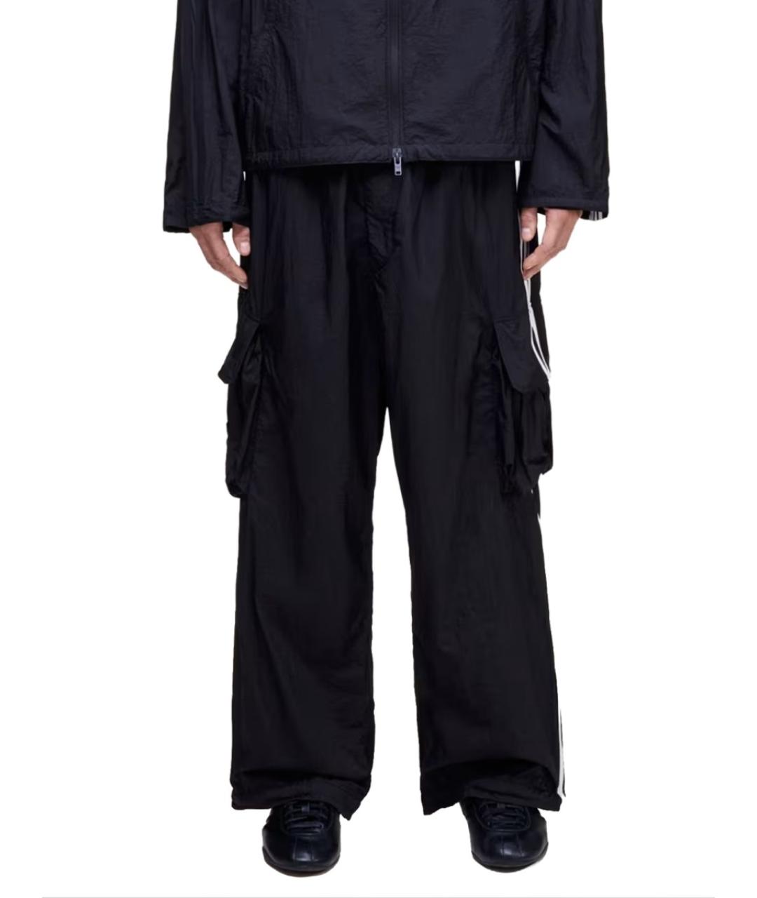 Y-3 Черные полиамидовые прямые брюки, фото 3