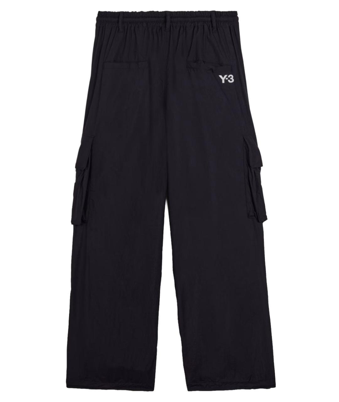 Y-3 Черные полиамидовые прямые брюки, фото 2