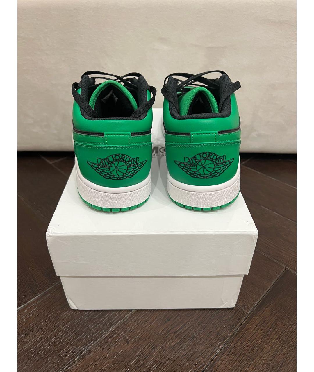 JORDAN Зеленые кожаные низкие кроссовки / кеды, фото 3
