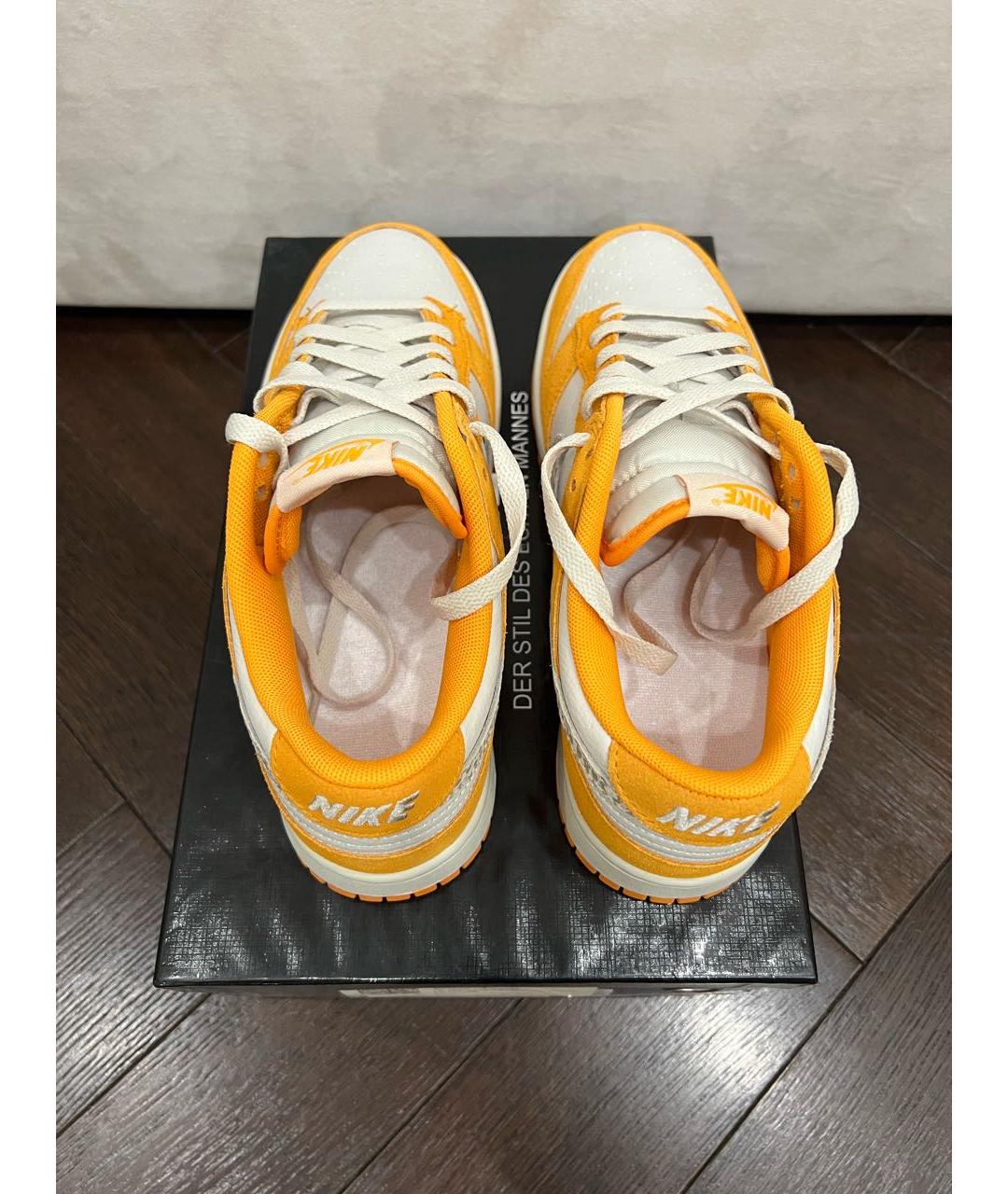 NIKE Оранжевое кожаные низкие кроссовки / кеды, фото 2