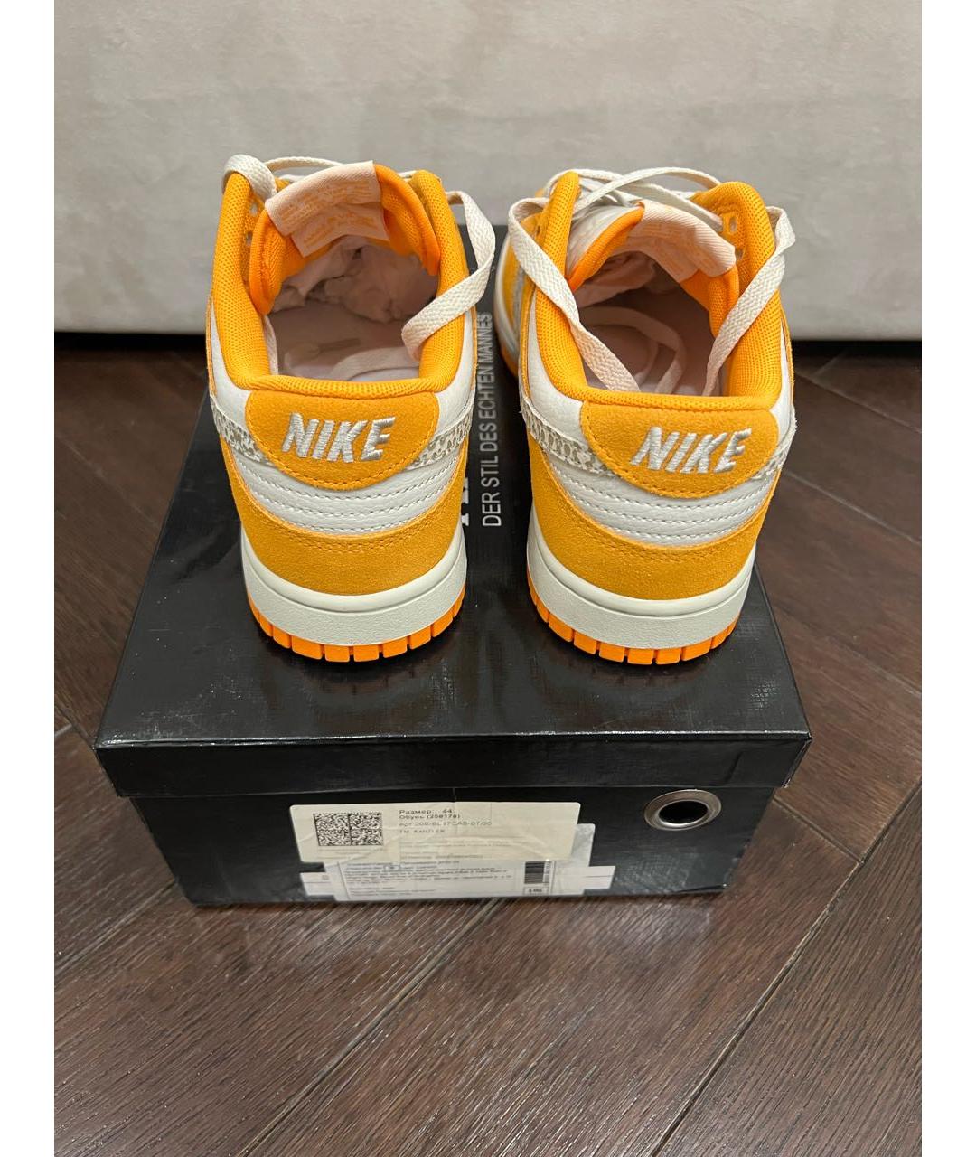 NIKE Оранжевое кожаные низкие кроссовки / кеды, фото 3