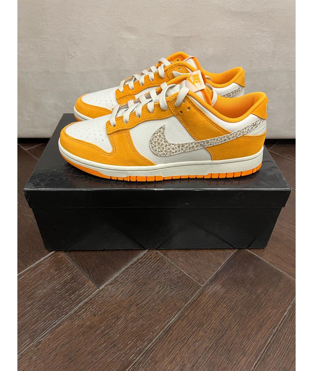 NIKE Оранжевое кожаные низкие кроссовки / кеды, фото 6