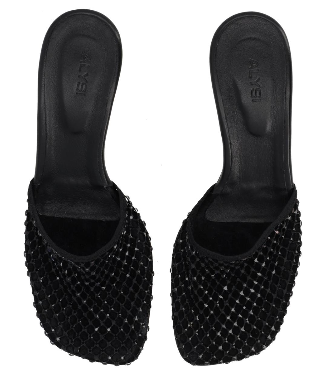 ALYSI Черные синтетические мюли, фото 5
