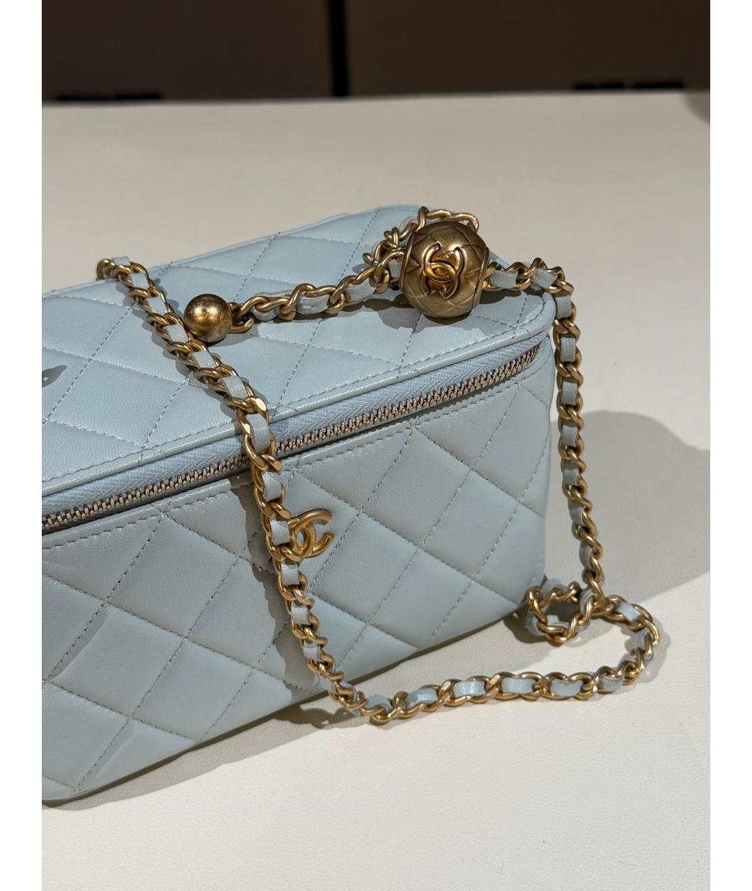 CHANEL Голубая кожаная сумка через плечо, фото 5