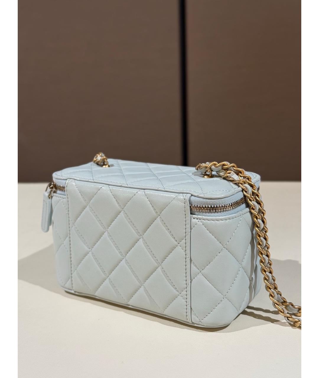 CHANEL Голубая кожаная сумка через плечо, фото 8