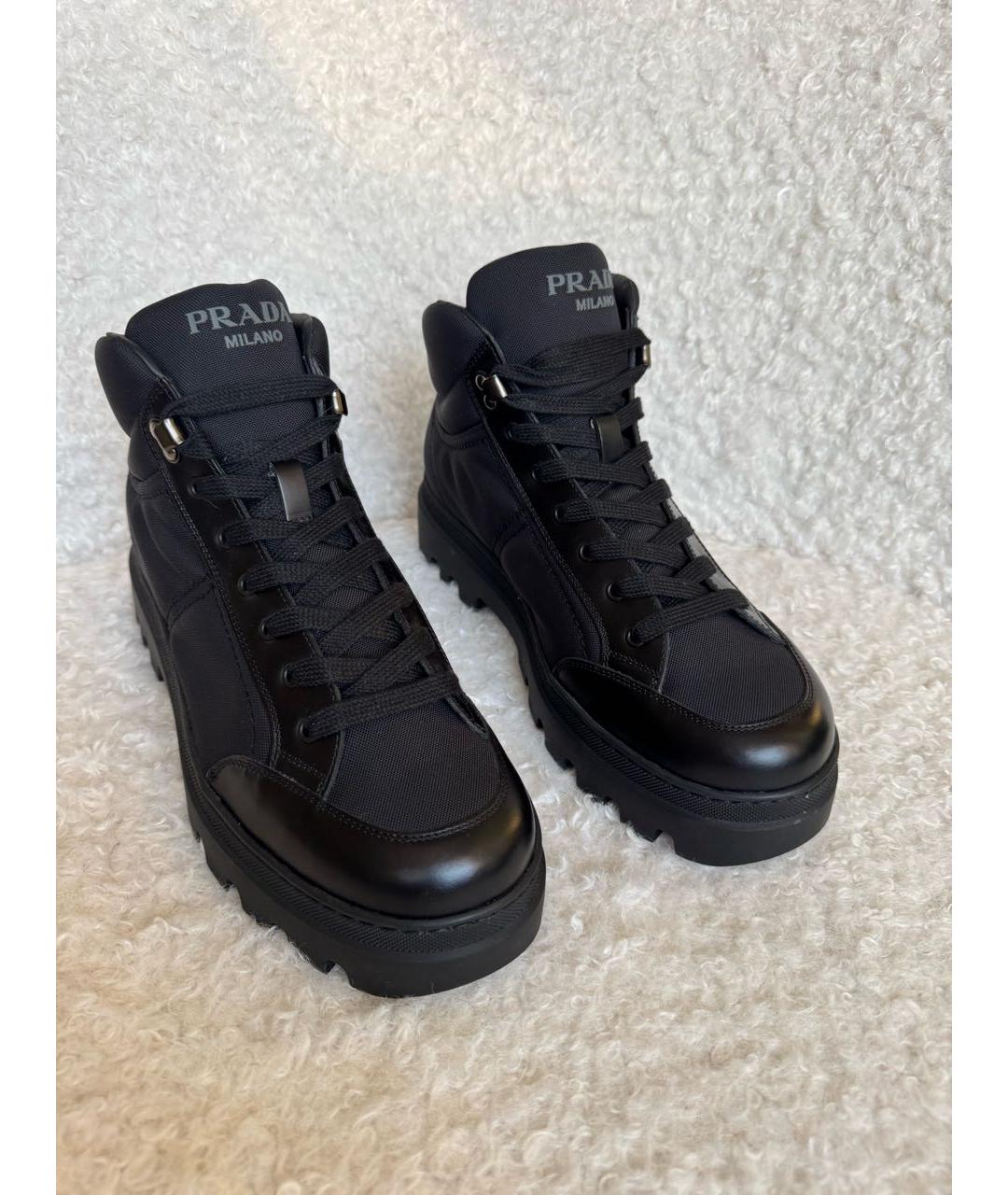 PRADA Черные кожаные высокие ботинки, фото 4